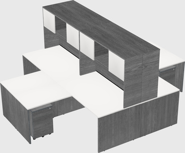Quad l-shaped office desks