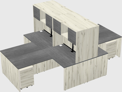 Quad l-shaped office desks