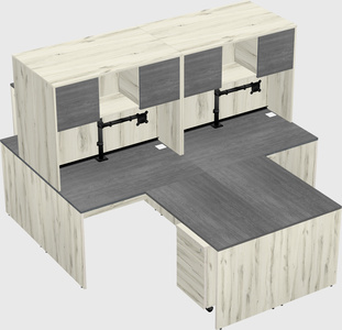 Quad l-shaped office desks