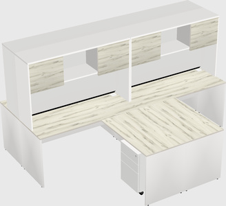 Bureaux de bureau quadruples en forme de l