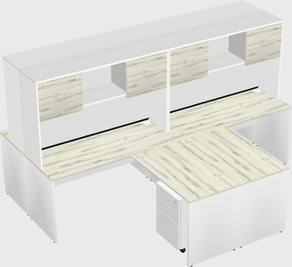 Quad l-shaped office desks