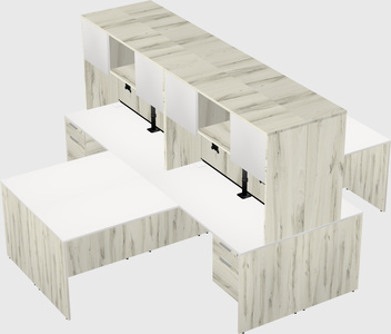 Quad l-shaped office desks