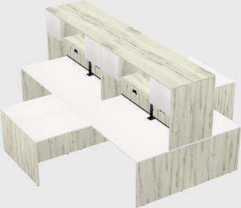 Quad l-shaped office desks
