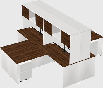 Quad l-shaped office desks