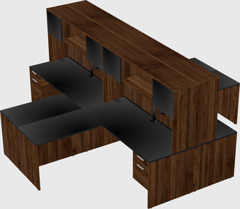 Quad l-shaped office desks