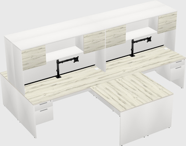 Quad l-shaped office desks
