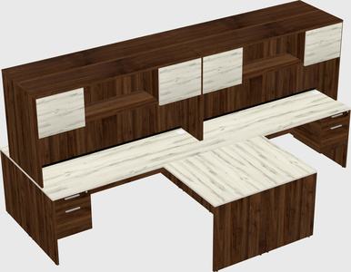 Quad l-shaped office desks