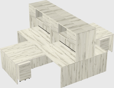 Quad l-shaped office desks