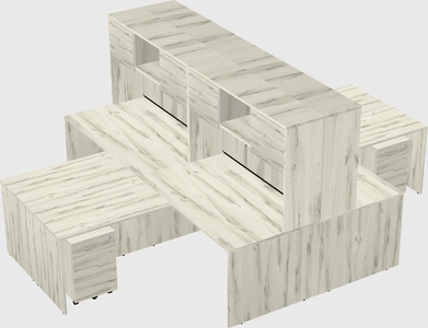 Quad l-shaped office desks