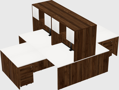 Quad l-shaped office desks
