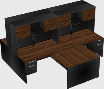 Quad l-shaped office desks