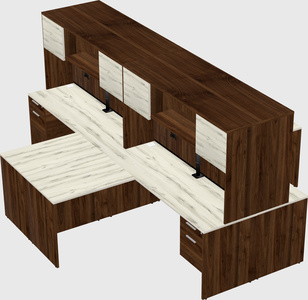 Quad l-shaped office desks