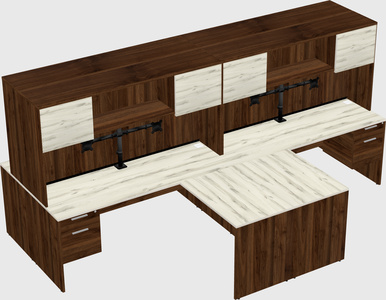Quad l-shaped office desks