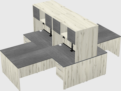 Quad l-shaped office desks