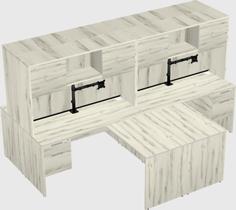 Quad l-shaped office desks