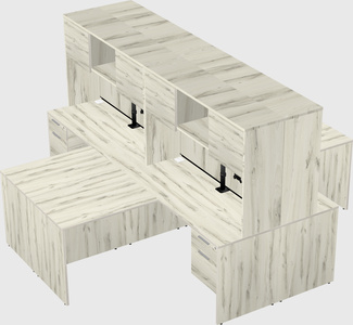 Quad l-shaped office desks