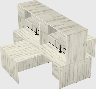 Quad l-shaped office desks