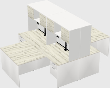 Quad l-shaped office desks