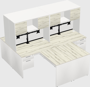 Quad l-shaped office desks
