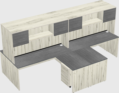 Quad l-shaped office desks