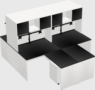 Quad l-shaped office desks
