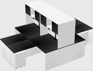 Quad l-shaped office desks