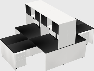 Quad l-shaped office desks
