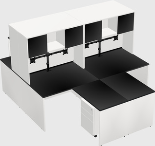 Quad l-shaped office desks