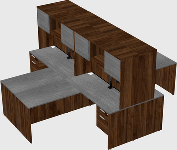 Quad l-shaped office desks