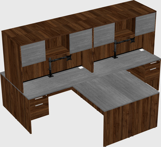Quad l-shaped office desks