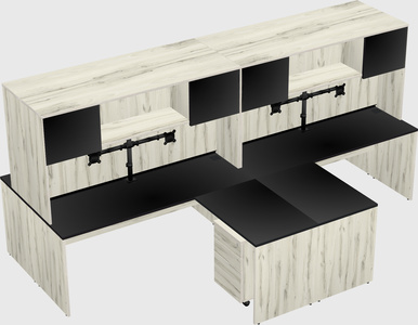 Quad l-shaped office desks