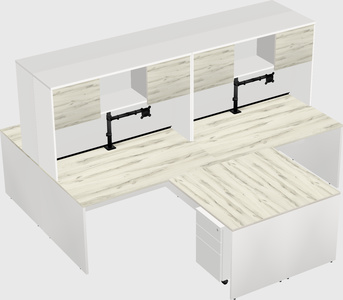 Quad l-shaped office desks