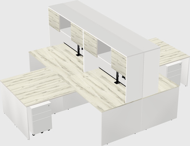 Quad l-shaped office desks