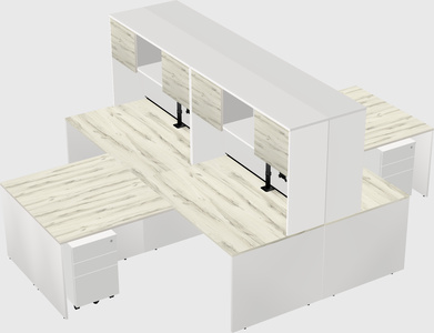 Quad l-shaped office desks