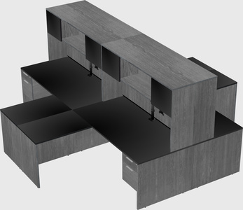 Quad l-shaped office desks