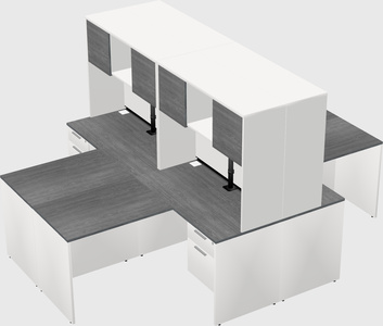 Quad l-shaped office desks
