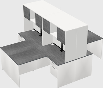Quad l-shaped office desks