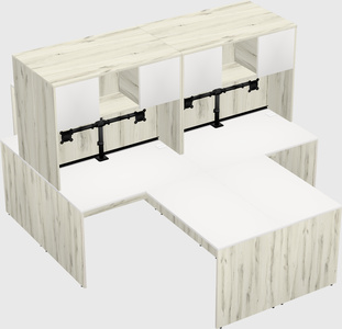 Quad l-shaped office desks