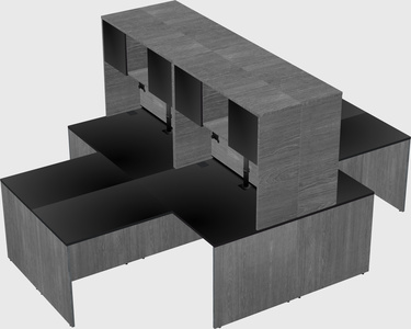 Quad l-shaped office desks