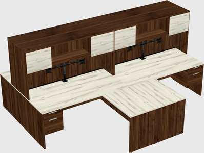 Quad l-shaped office desks
