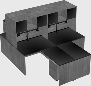 Quad l-shaped office desks