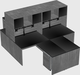 Quad l-shaped office desks