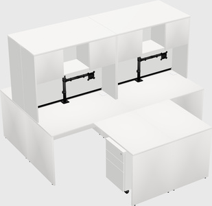 Quad l-shaped office desks