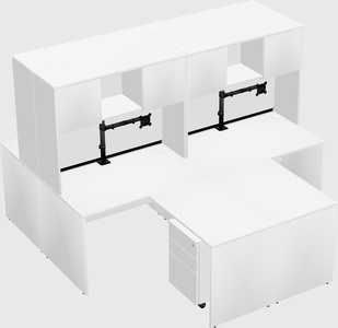 Quad l-shaped office desks