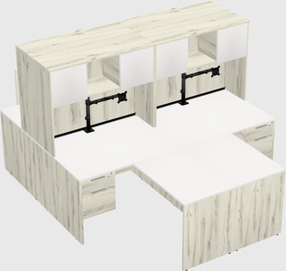 Quad l-shaped office desks