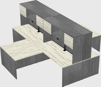 Quad l-shaped office desks