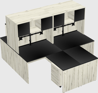 Quad l-shaped office desks