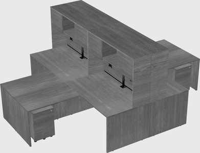 Quad l-shaped office desks