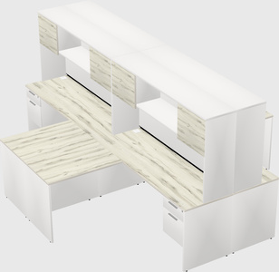 Quad l-shaped office desks
