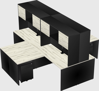 Quad l-shaped office desks
